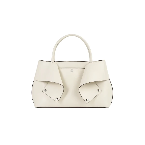 Mercer leather tote in Stone / Red