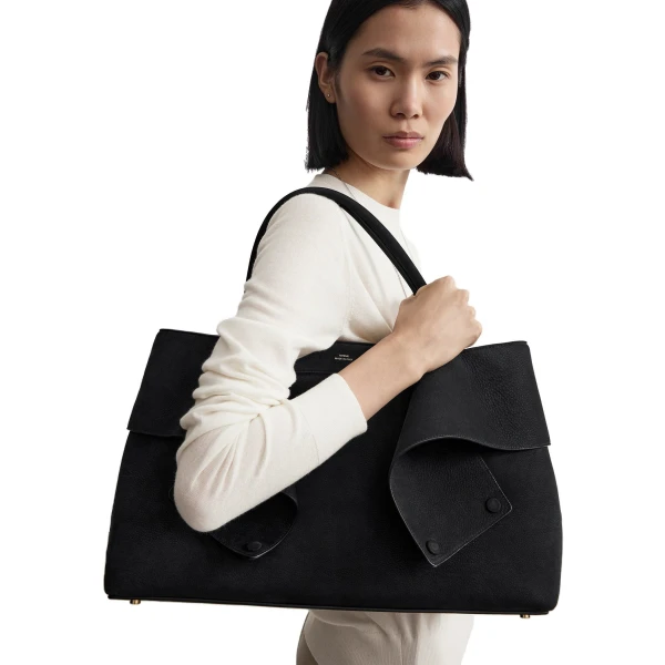 Mercer nubuck tote in Black - Image 3