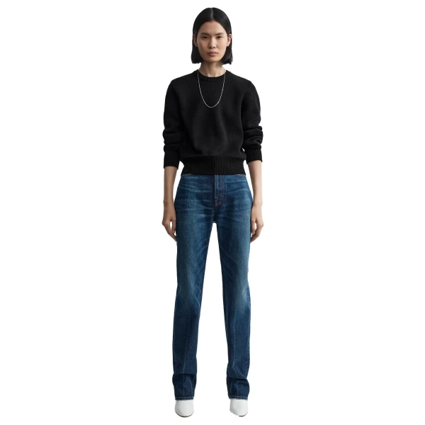 Toteme Merino cotton crew knit in Black, view 2