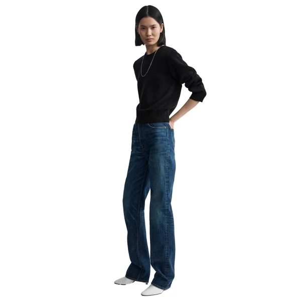 Toteme Merino cotton crew knit in Black, view 3