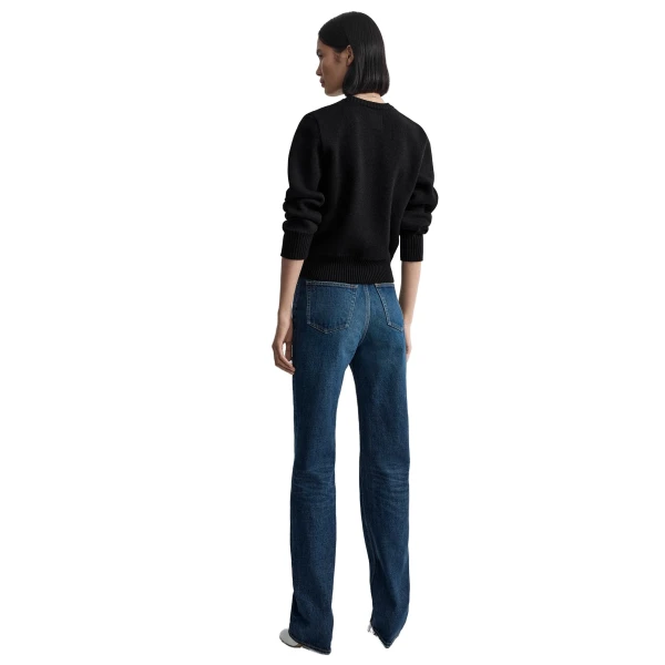 Toteme Merino cotton crew knit in Black, view 4