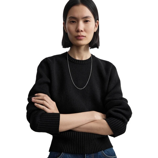 Toteme Merino cotton crew knit in Black, view 5