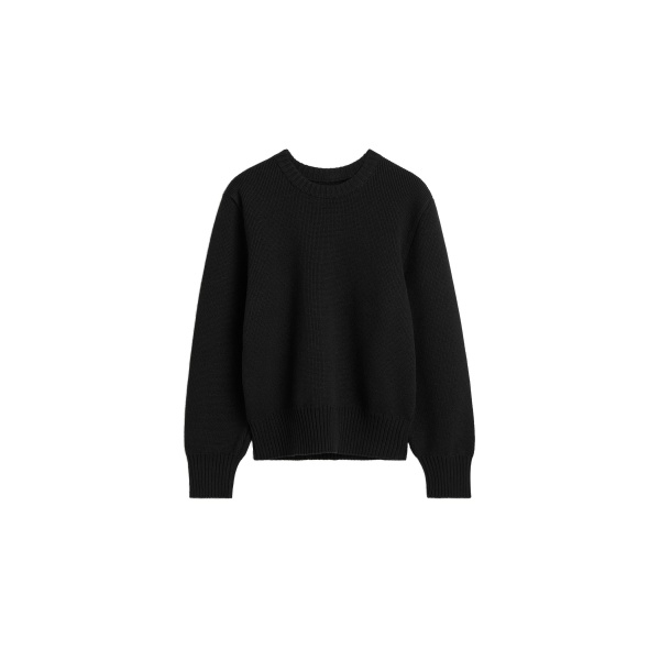 Toteme Merino cotton crew knit in Black