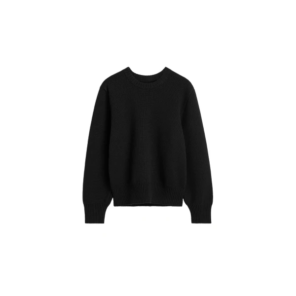 Merino cotton crew knit in Black