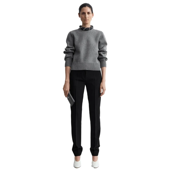 Toteme Merino cotton crew knit in Grey mélange, view 2
