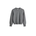 Toteme Merino cotton crew knit in Grey mélange