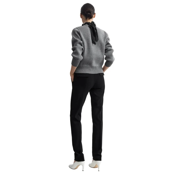 Toteme Merino cotton crew knit in Grey mélange, view 4