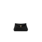 Toteme Mini T-Lock frayed satin clutch in Black