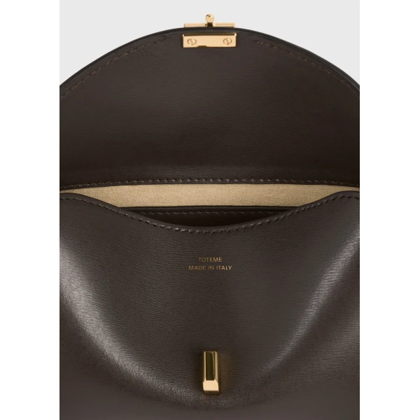 Mini T-Lock leather clutch in Bark - Image 6