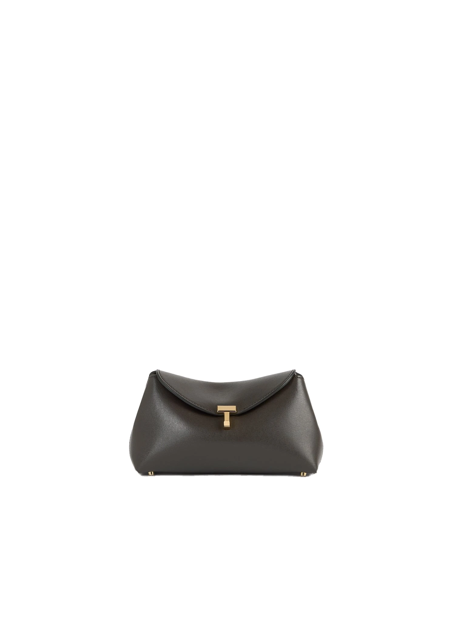 Mini T-Lock leather clutch in Bark