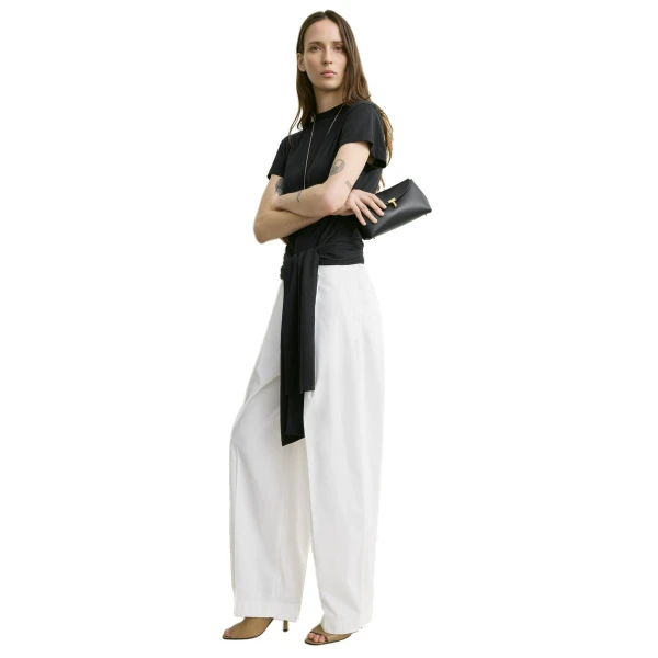 Mini T-Lock leather clutch in Black - Image 3