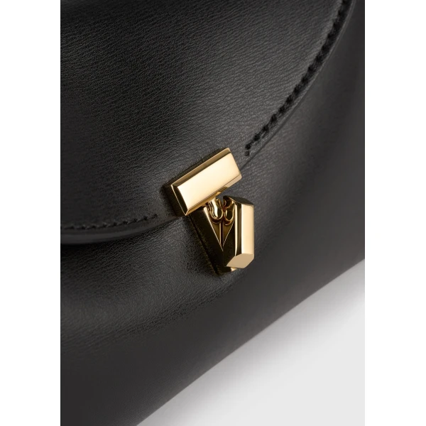 Mini T-Lock leather clutch in Black - Image 5