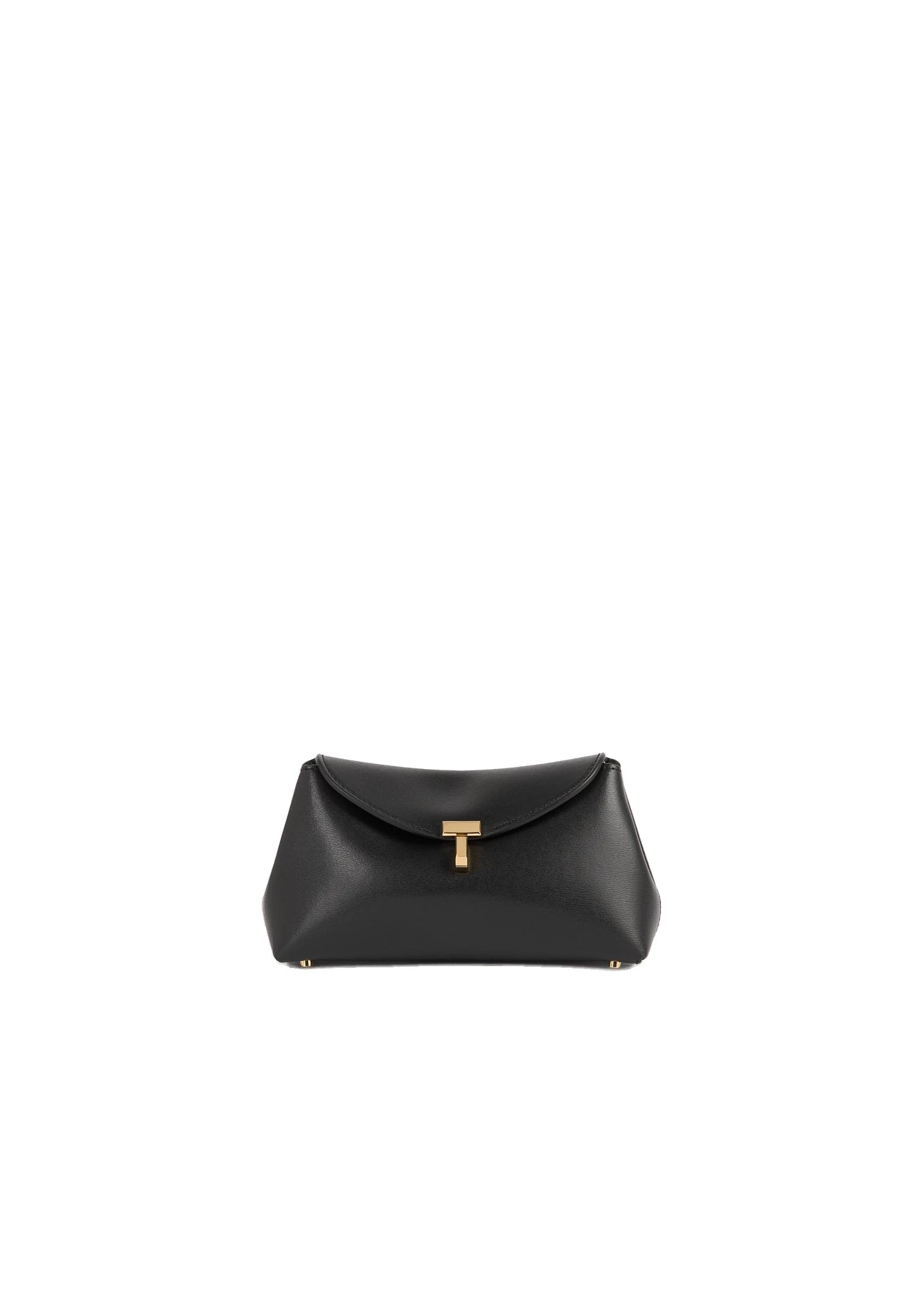 Mini T-Lock leather clutch in Black