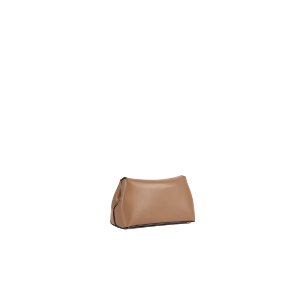 Mini T-Lock leather clutch in Camel - Image 4