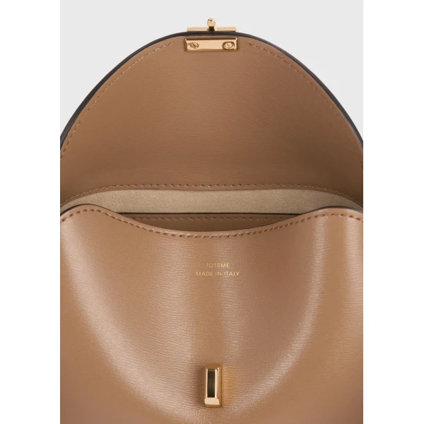 Mini T-Lock leather clutch in Camel - Image 6