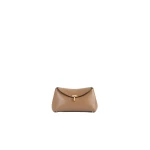 Toteme Mini T-Lock leather clutch in Camel