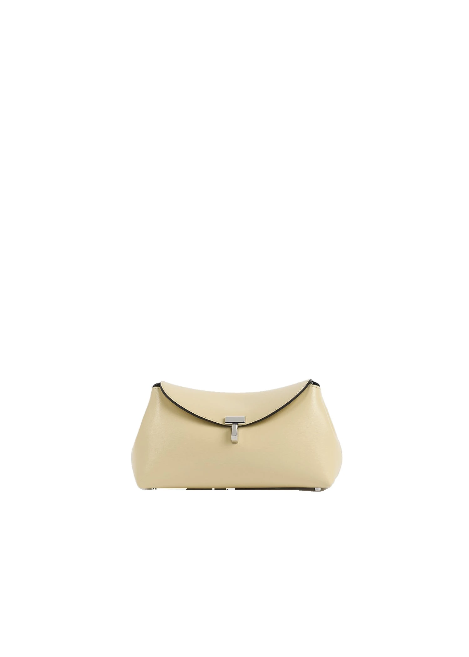 Mini T-Lock leather clutch in Champagne