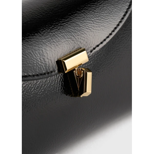 Mini T-Lock naplack clutch in Black - Image 4