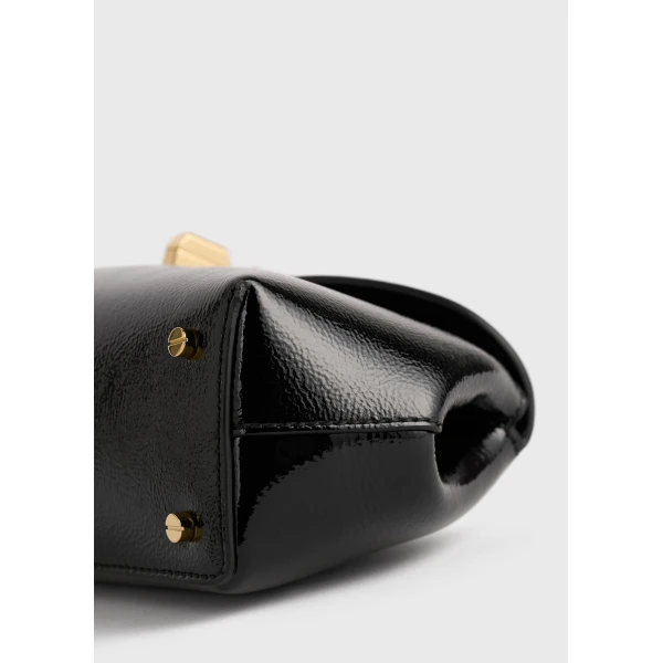 Mini T-Lock naplack clutch in Black - Image 5