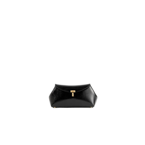 Toteme Mini T-Lock naplack clutch in Black