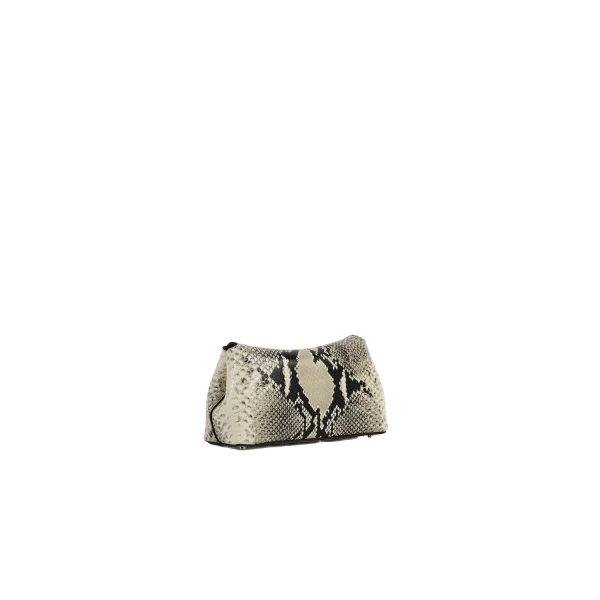 Mini T-Lock python-embossed clutch in Black / Ecru - Image 4