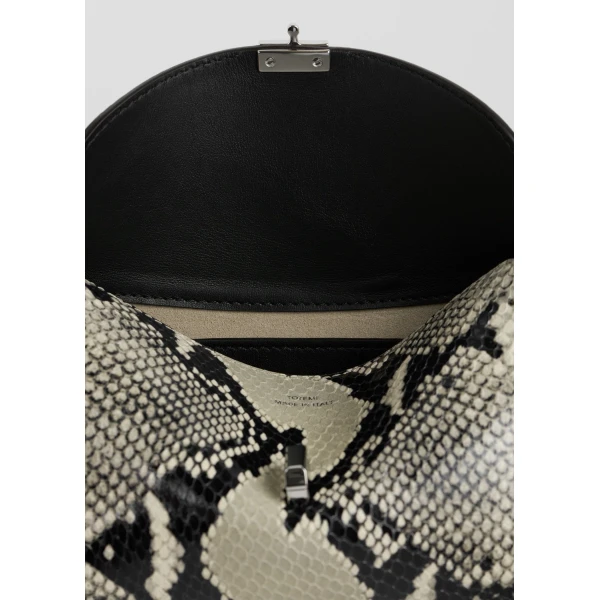 Mini T-Lock python-embossed clutch in Black / Ecru - Image 5