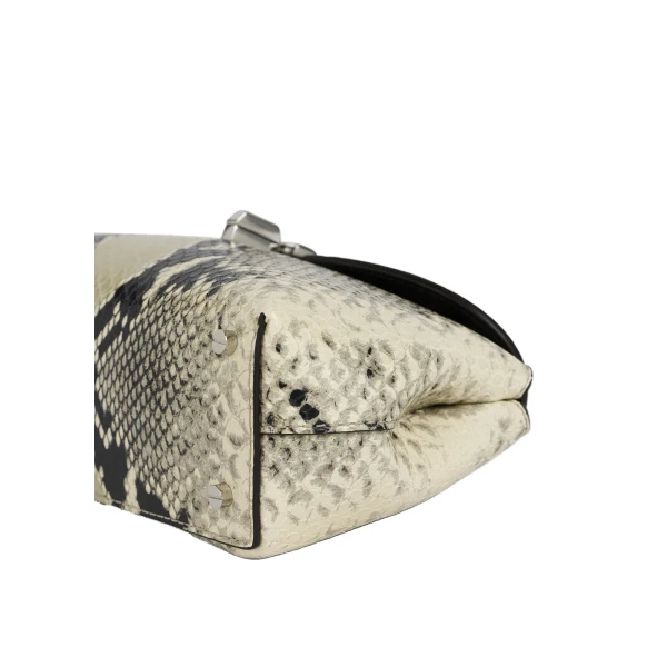 Mini T-Lock python-embossed clutch in Black / Ecru - Image 6