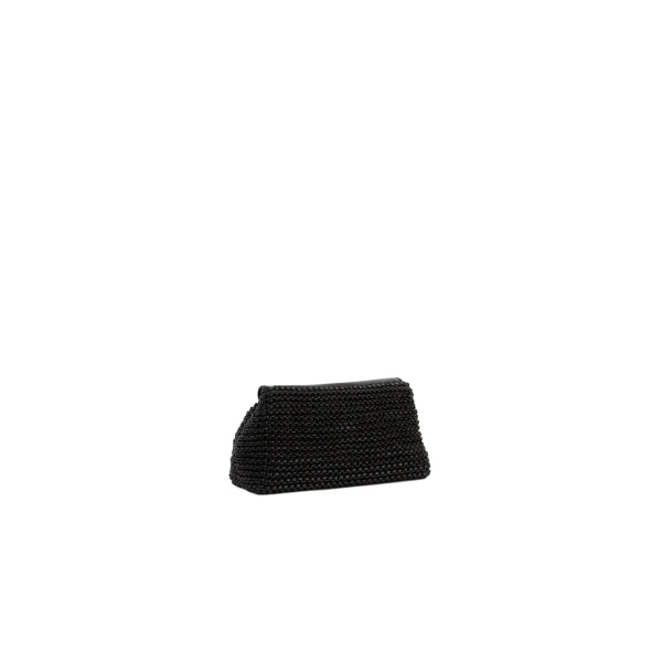 Mini T-Lock woven-leather clutch in Black - Image 4