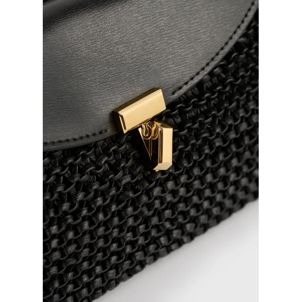 Mini T-Lock woven-leather clutch in Black - Image 5