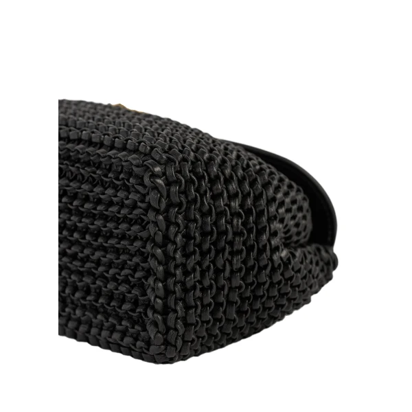 Mini T-Lock woven-leather clutch in Black - Image 6