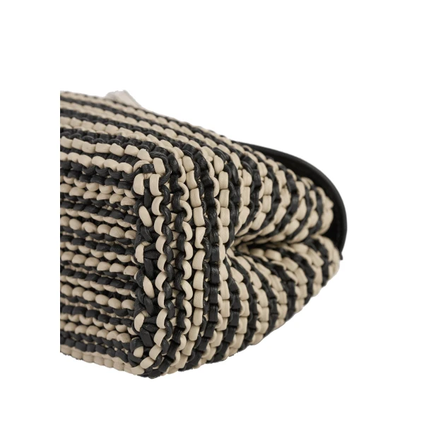 Mini T-Lock woven-leather clutch in Black / Sand - Image 6