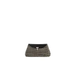 Toteme Mini T-Lock woven-leather clutch in Black / Sand