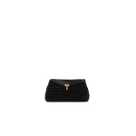 Toteme Mini T-Lock woven-leather clutch in Black