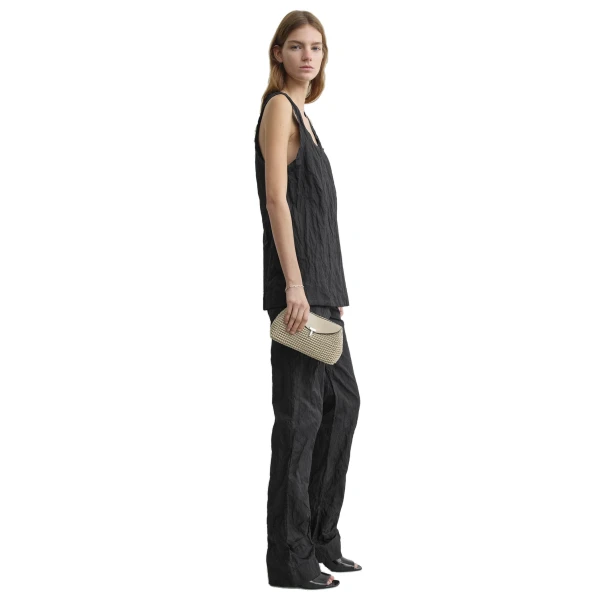 Mini T-Lock woven-leather clutch in Fawn - Image 3
