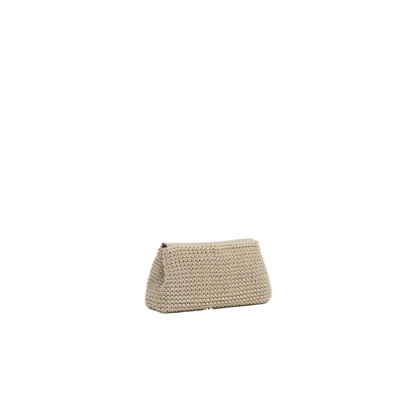 Mini T-Lock woven-leather clutch in Fawn - Image 4