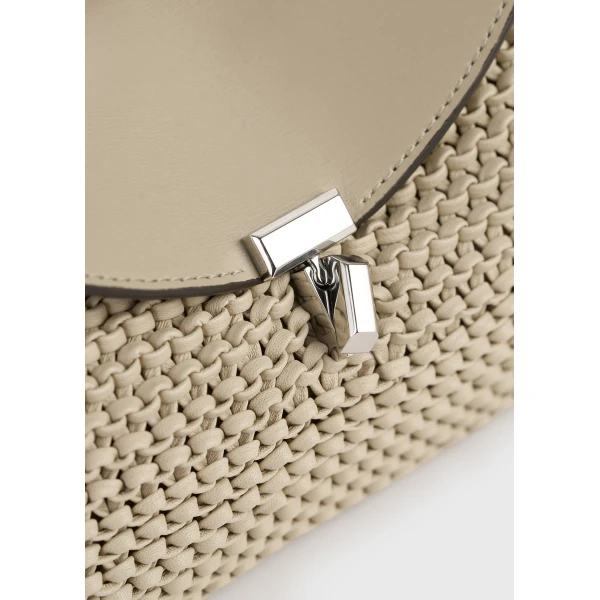 Mini T-Lock woven-leather clutch in Fawn - Image 5