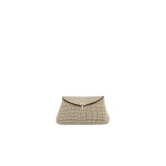 Toteme Mini T-Lock woven-leather clutch in Fawn