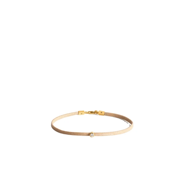 Mini diamond bracelet in Beige / Gold