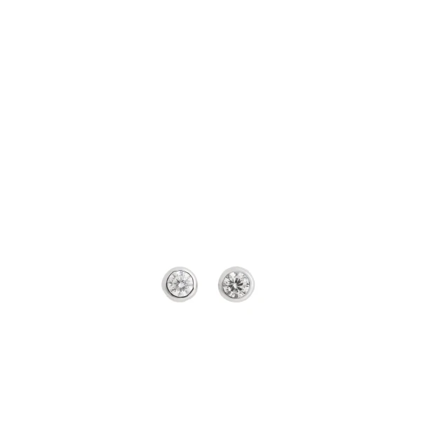 Mini diamond studs in Silver / White