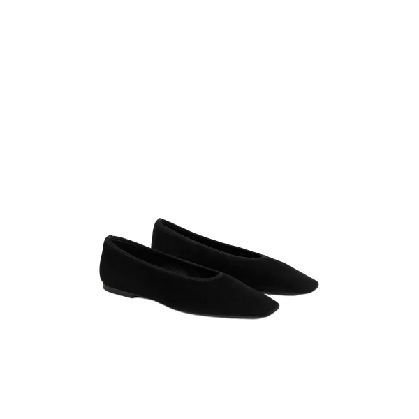 Minimalist suede ballerinas in Black - Image 4