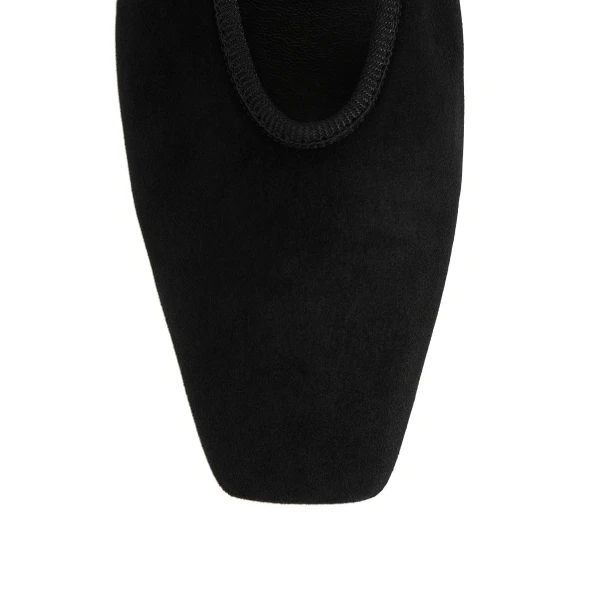 Minimalist suede ballerinas in Black - Image 5
