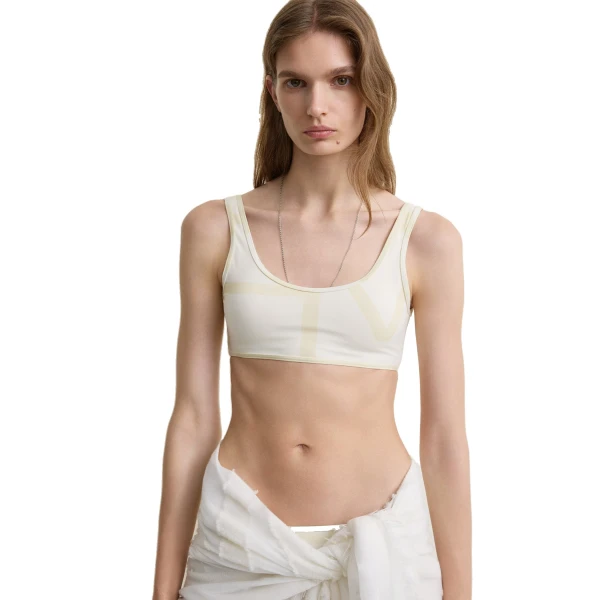 Toteme Monogram bikini top in Sand, view 3