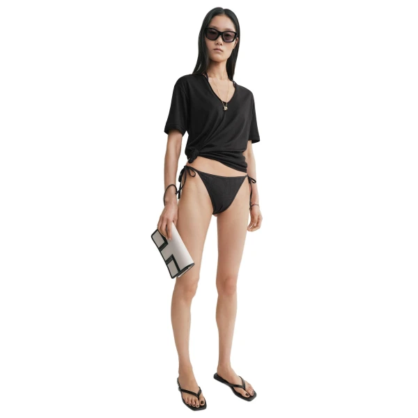 Toteme Monogram pointelle bikini bottoms in Black, view 2