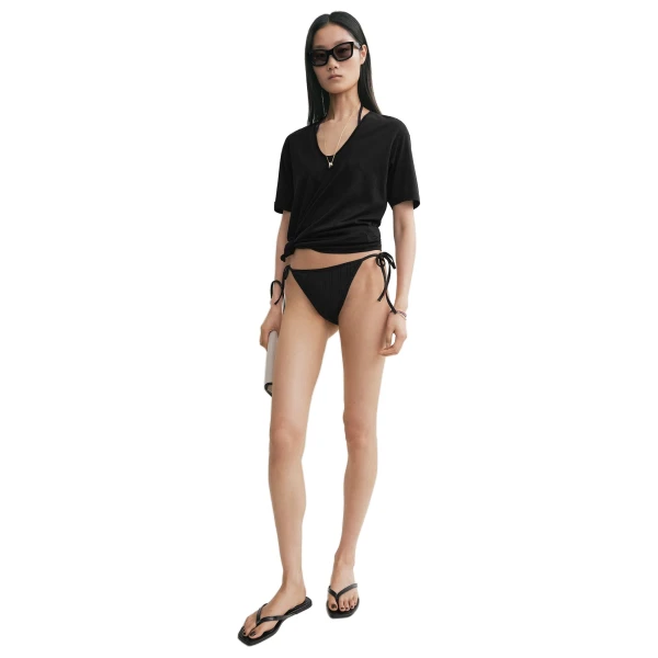 Toteme Monogram pointelle bikini bottoms in Black, view 3