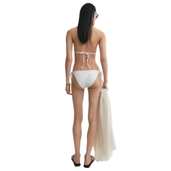 Toteme Monogram pointelle bikini bottoms in White, view 4