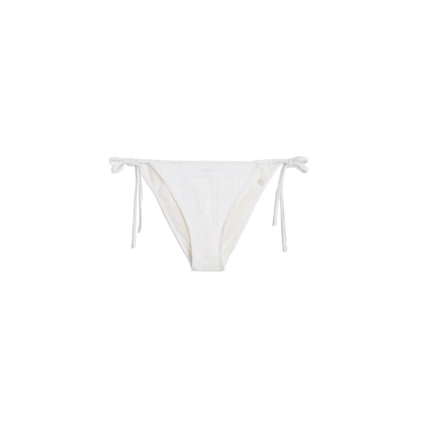 Monogram pointelle bikini bottoms in White