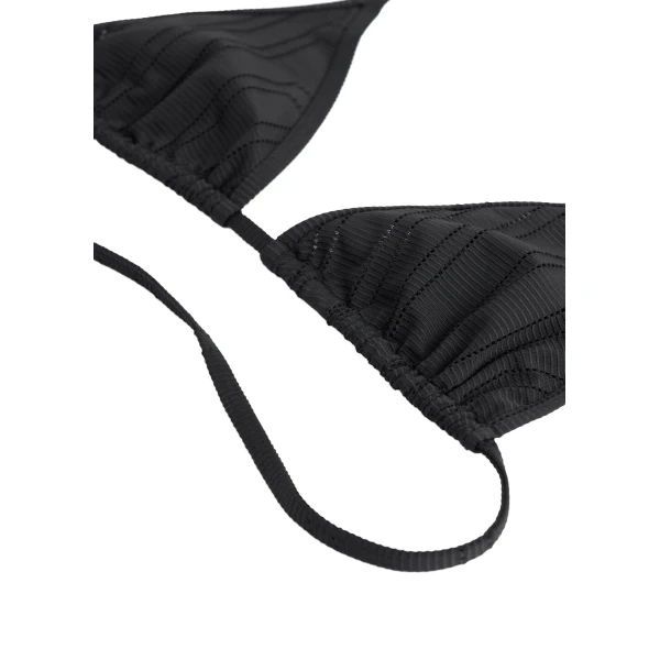 Toteme Monogram pointelle bikini top in Black, view 6