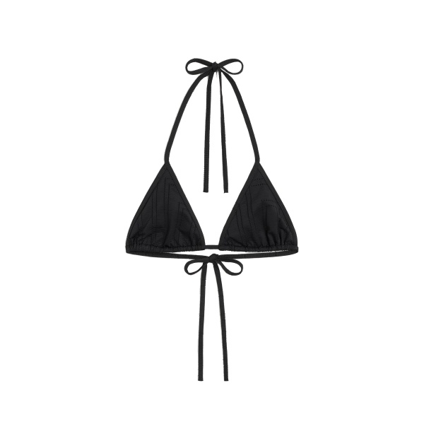 Toteme Monogram pointelle bikini top in Black