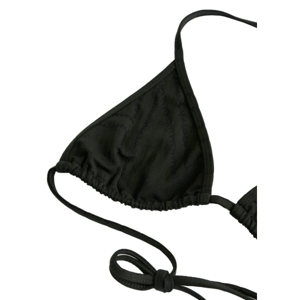 Toteme Monogram pointelle bikini top in Dark green, view 6