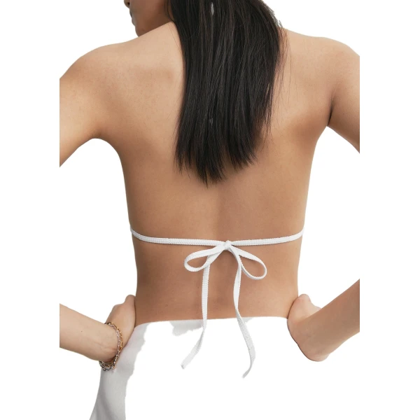 Toteme Monogram pointelle bikini top in White, view 6